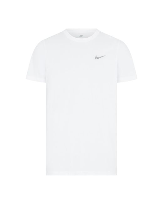 Nike White Crew Neck T-Shirt With Embroidered Swoosh Cotton for men