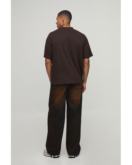 BoohooMAN Brown Tinted Ripped Baggy Fit Jeans for men