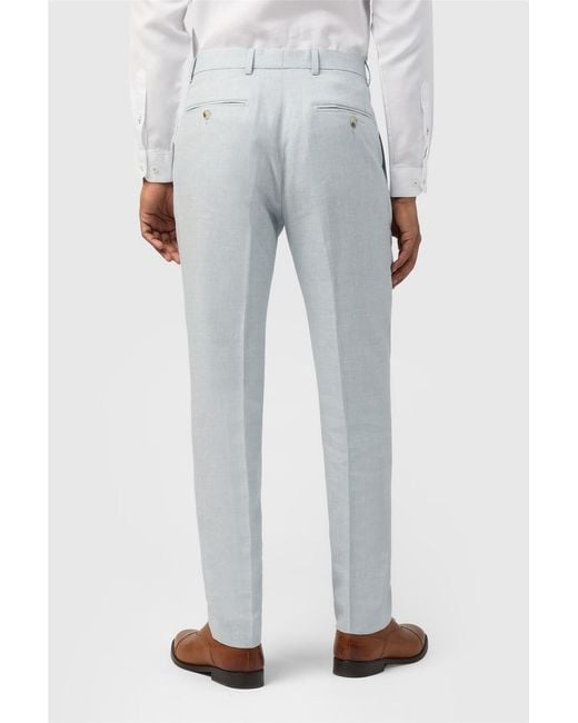 Ted Baker Blue Flat Fronted Slim Fit Suit Trousers for men