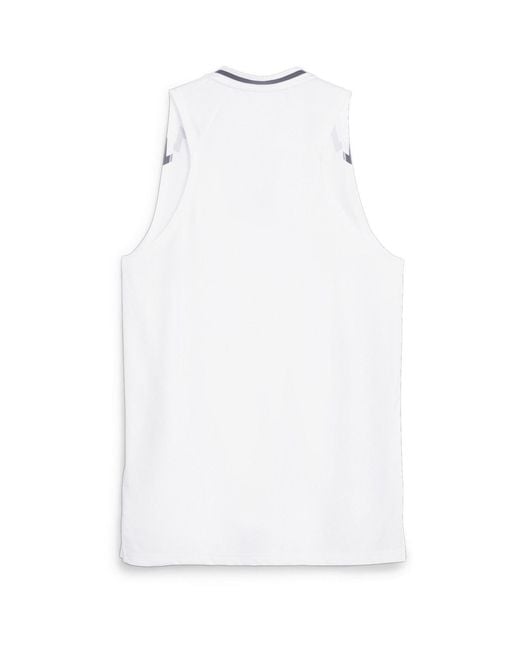 PUMA White Hoops Team Game Performance Basketball Jersey for men