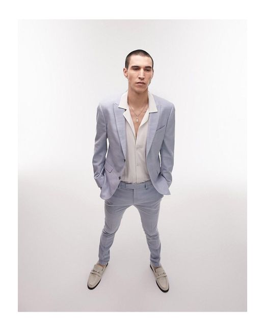 TOPMAN Super Skinny Suit Trousers in White for Men | Lyst UK
