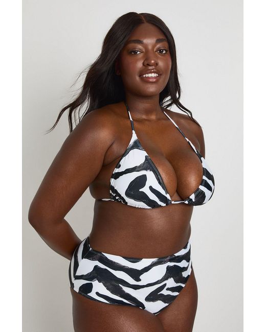 Boohoo Multicolor Plus Zebra Top And High Waist Bikini