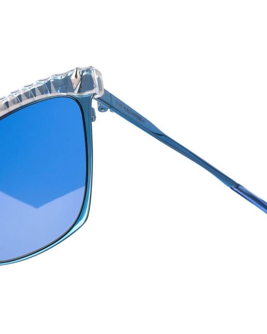 Swarovski Blue Metal Sunglasses With Oval Shape Sk0196S