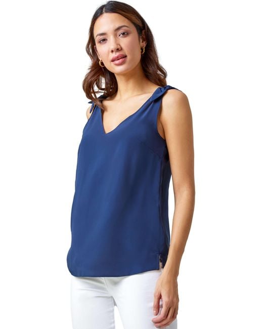 Roman Blue Tie Detail Strap Cami Top
