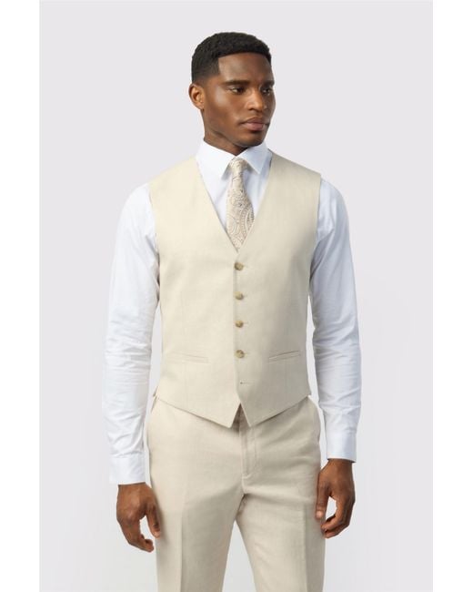 Ted Baker Natural Single Breasted Five Button V-Neck Tailored Suit Waistcoat for men