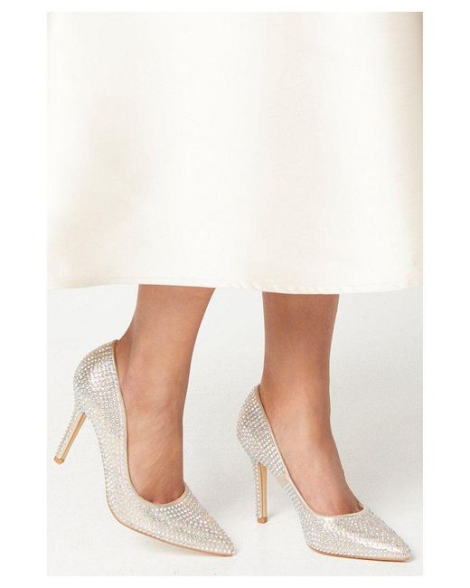 Coast Natural Storm Diamante Pointed Court Shoes