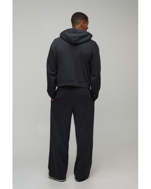 BoohooMAN Blue Oversized Boxy Zip Through Hoodie And Wide Leg Jogger for men