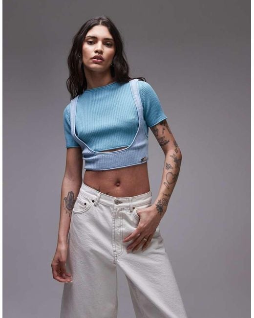House Of Sunny Blue Olympus Layered Rib Top