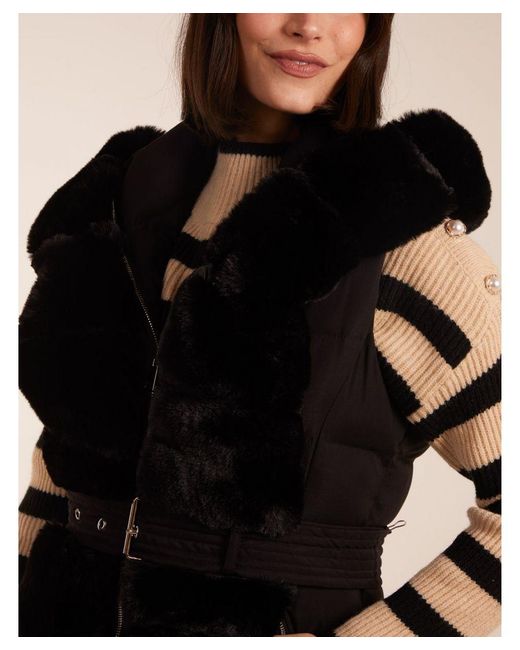 Blue Vanilla Natural Faux Fur Detail Gilet