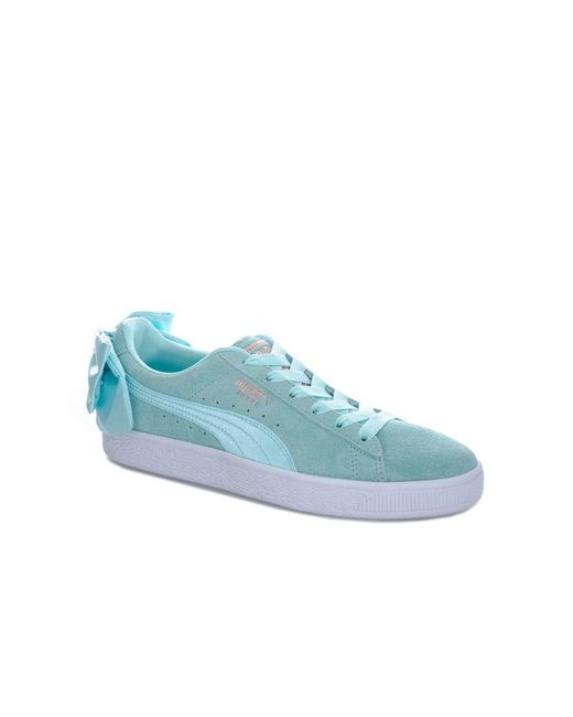 PUMA Blue Womenss Suede Bow Trainers