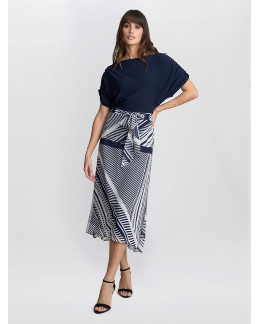 Gina Bacconi Blue Brooke Stripe Dress
