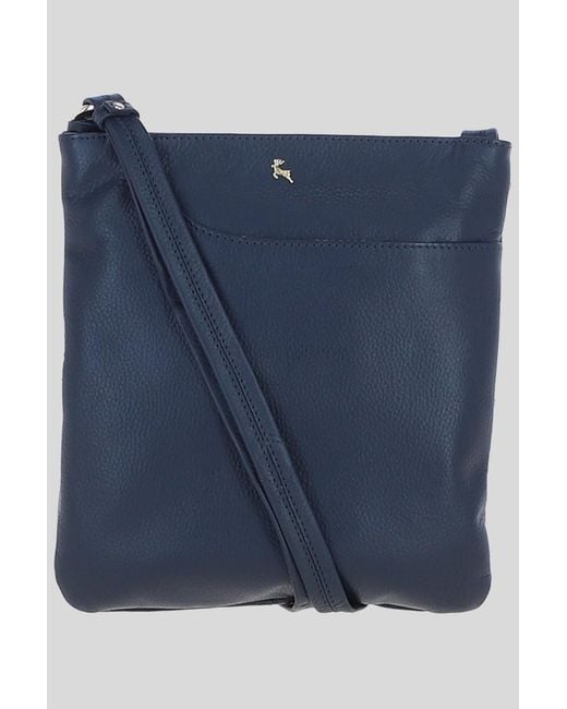 Ashwood Leather Blue 'Melodia' Real Curve Pocket Crossbody Bag