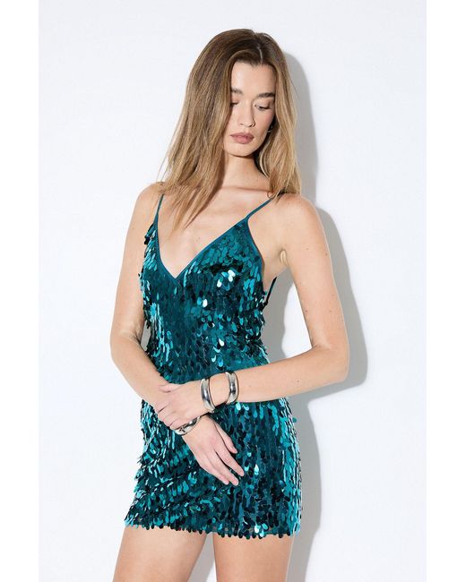 MissPap Blue Dense Teardrop Sequin Mini