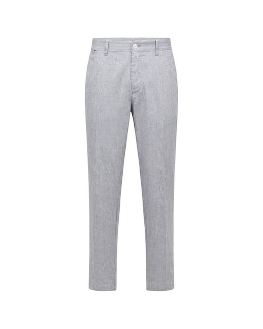 Boss Gray Perin Solid Patterned Straight Chinos for men