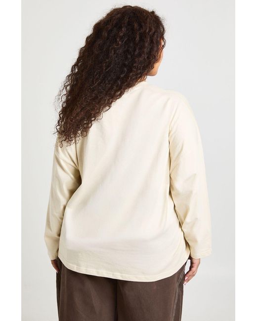 Boohoo Natural Plus Basic Oversized Long Sleeve T-Shirt