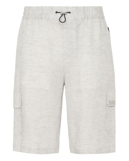 Philipp Plein Linen Short Trousers Coolkid Cargo in het White voor heren