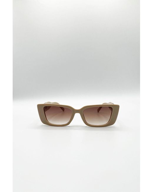 SVNX Green Rectangle Cateye Side Detail Sunglasses
