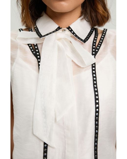 Karen Millen White Studded Detail Blouse