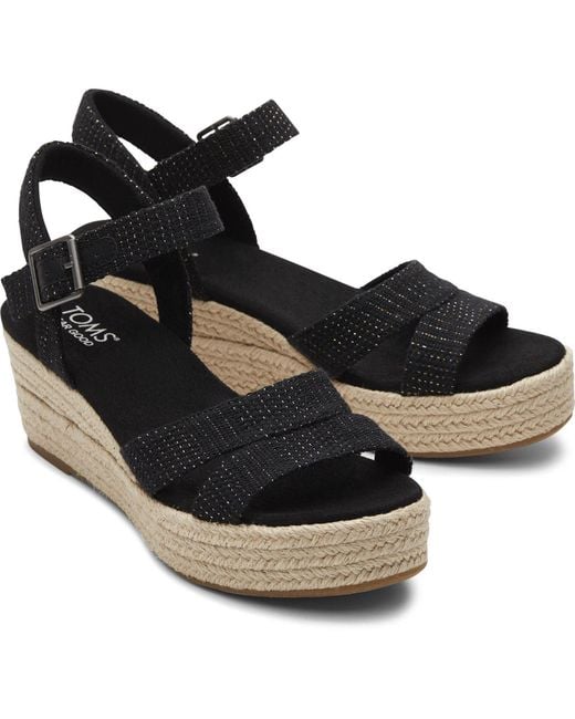 TOMS Black Audrey Textile Wedges