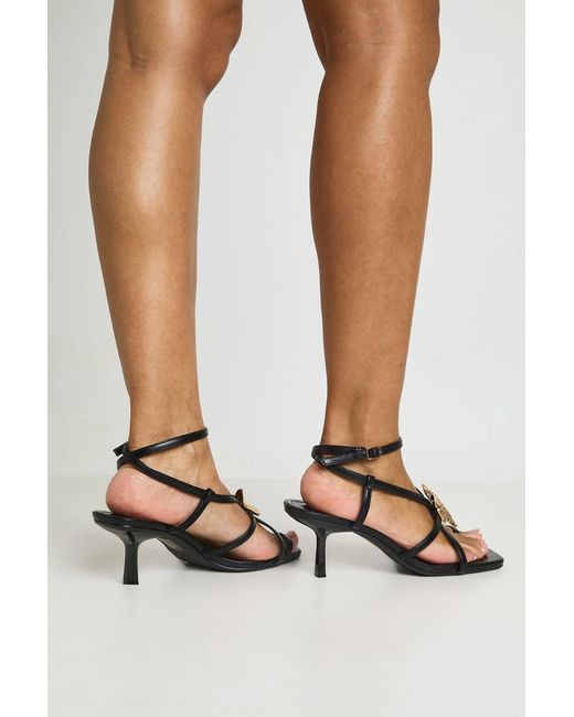Boohoo Black Starfish Trim Strappy Heels