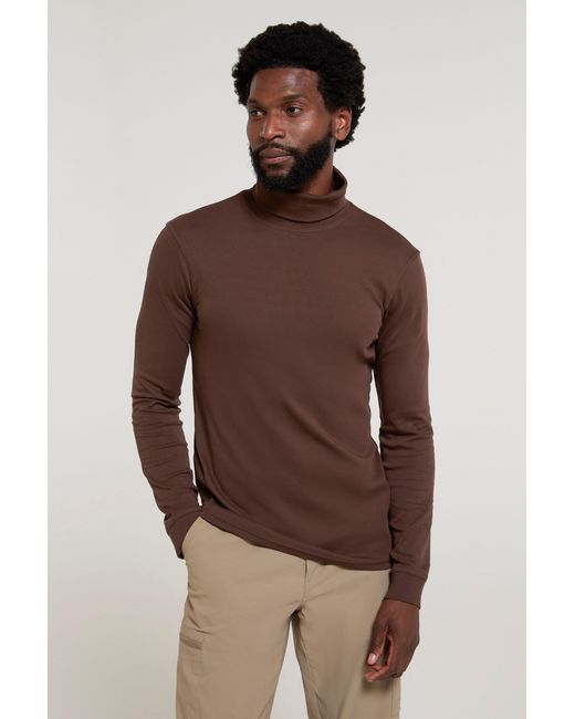 Mountain Warehouse Brown 'Meribel' Thermal Baselayer Top Combed Cotton Quick Drying Long Sleeve Sweater for men