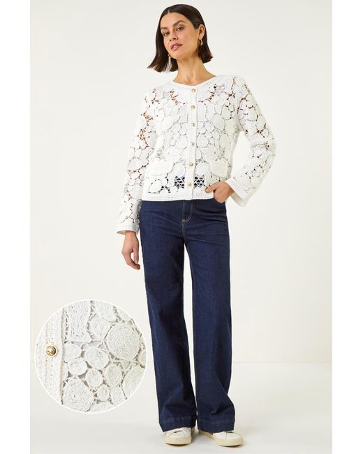 Roman Blue Crochet Knit Jacket