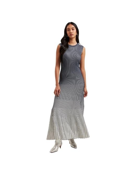 Ted Baker Gray Dilyaa Textured Stripe Knitted Dress