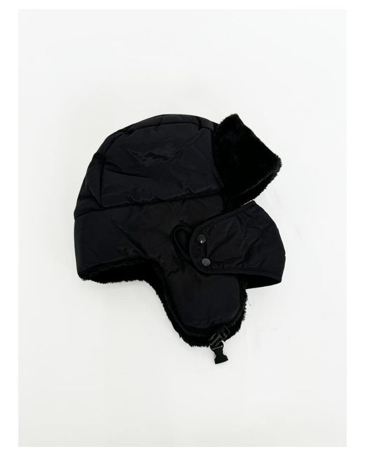 SVNX Black Lined Trapper Hat With Detachable Mouth Cover for men