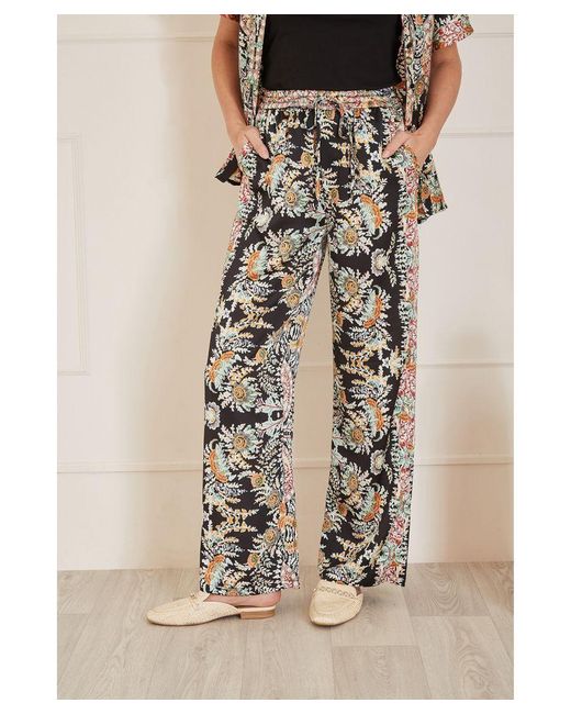 Yumi' Natural Paisley Print Relaxed Fit Trousers Viscose