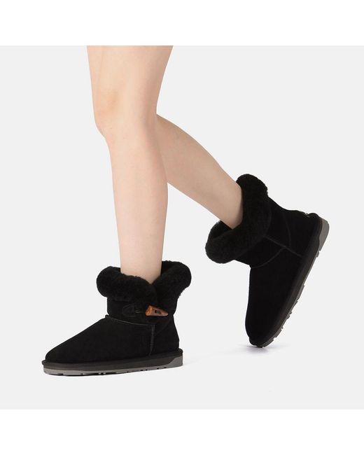 EVER AU Black Robin Horn Toggle Button Mini Boots