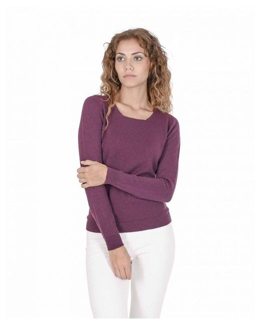 Crown of Edinburgh Cashmere Purple Square Neck Sweater Coe 0024