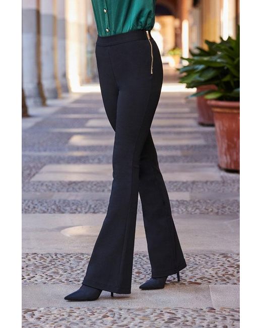 Sosandar Black Body-Sculpting Bandage Kick Flare Trousers