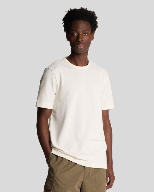 Lyle & Scott White Suede Trimmed Pique T-Shirt for men