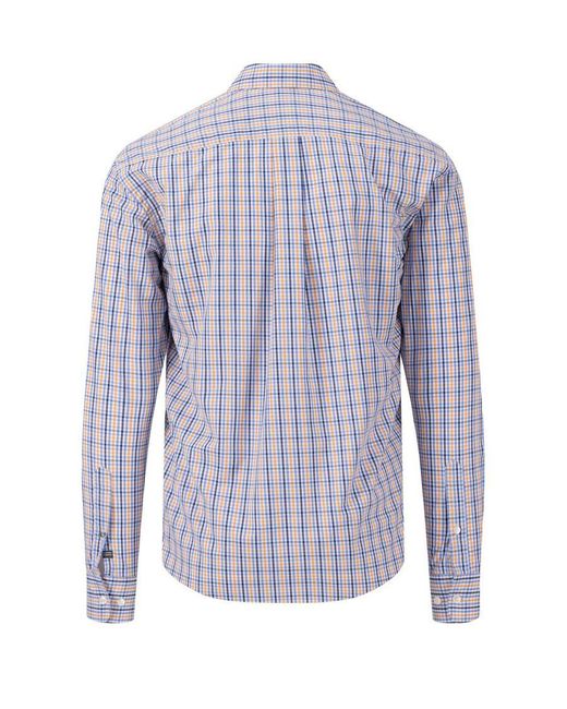 Fynch-Hatton Blue Long Sleeved Shirt Papaya for men