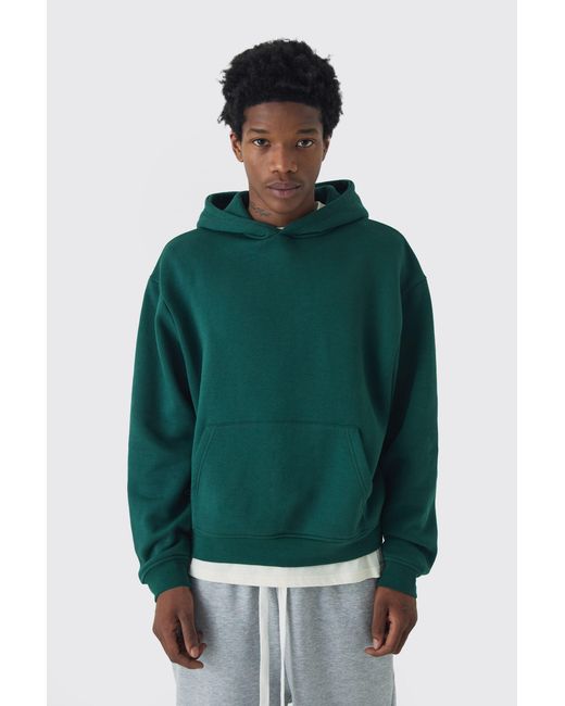 BoohooMAN Green 330gsm Oversized Boxy Basic Hoodie for men