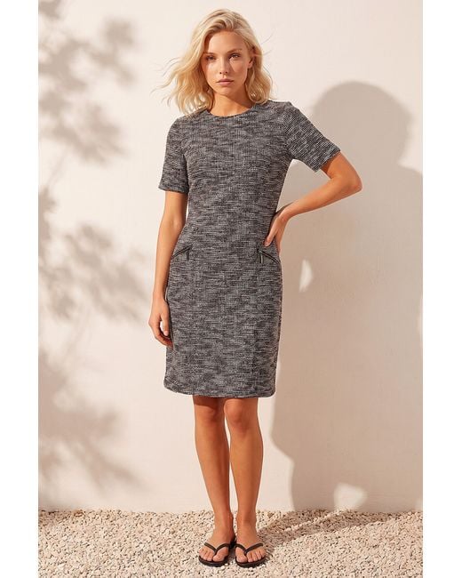 Roman Gray Petite Boucle Dress
