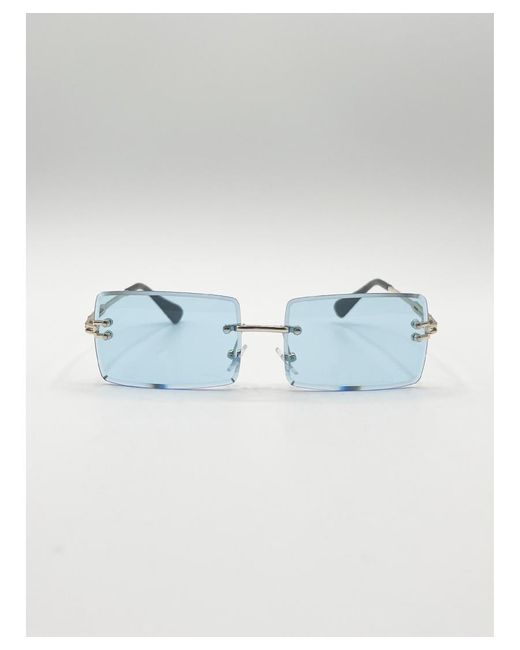 SVNX Blue Frameless Square Sunglasses