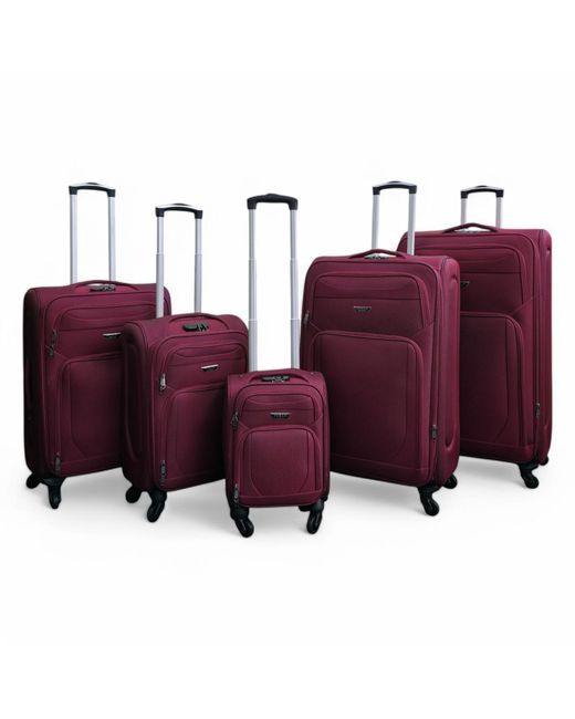 Infinity Leather Purple Soft Shell Lightweight Nylon Suitcase Set 4 Wheel Travel Case Holiday Bags