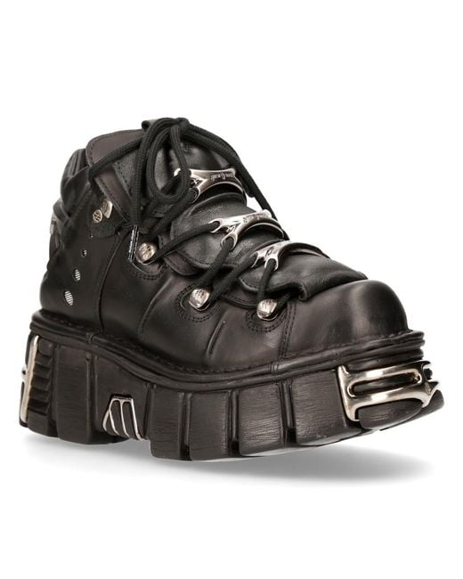 New Rock Black Gothic Ankle Boots-106-S1 Leather