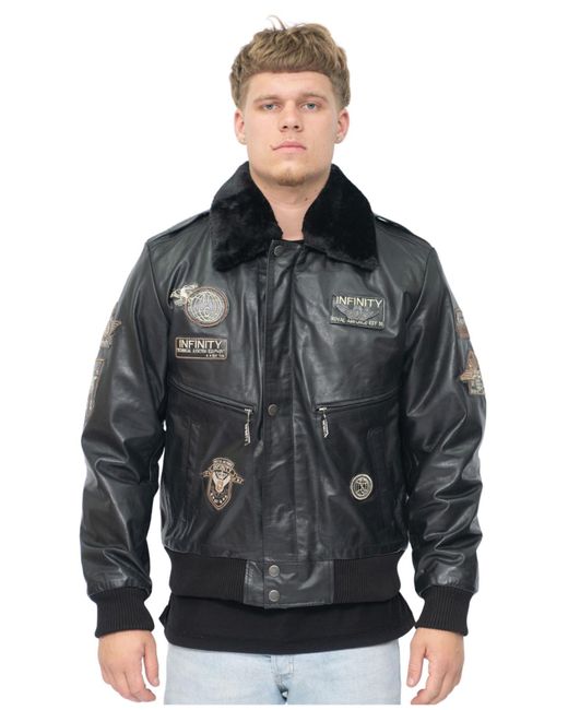 Infinity Leather Black Us Air Force Bomber Jacket-Wellington for men