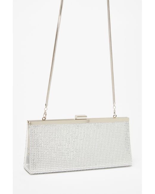 Quiz White Diamante Clutch Bag