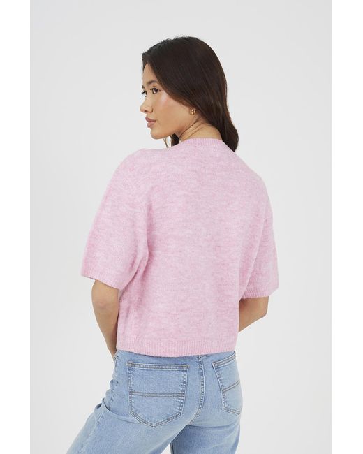 Brave Soul Pink Short Sleeve Jersey Knit Cardigan