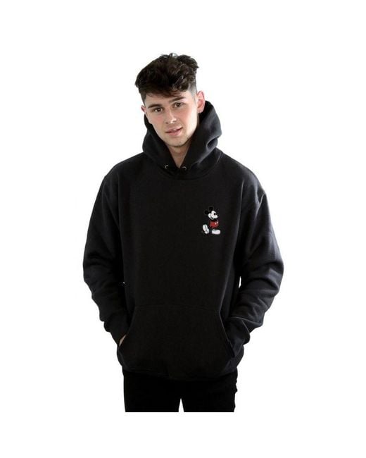 Disney Black Mickey Mouse Kickin Retro Chest Hoodie for men