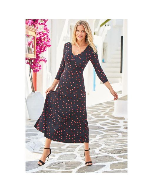 Sosandar White Spot Print Jersey Midi Dress