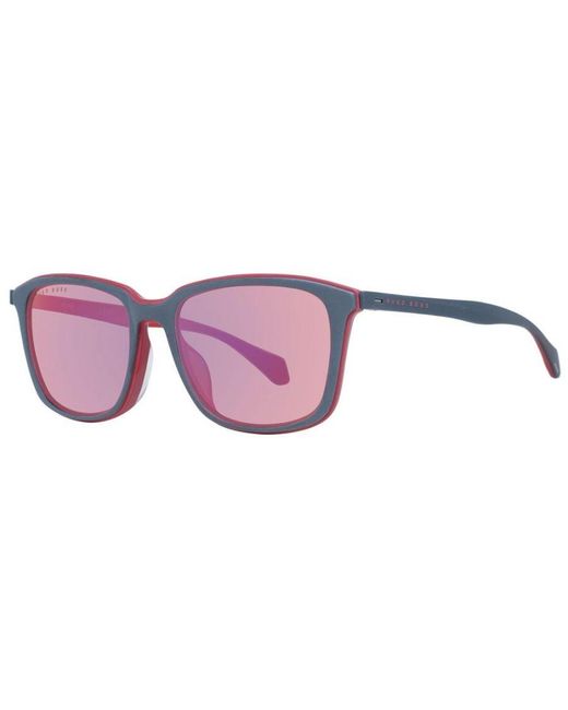 Boss Purple Mirrored Trapezium Sunglasses With Frames for men
