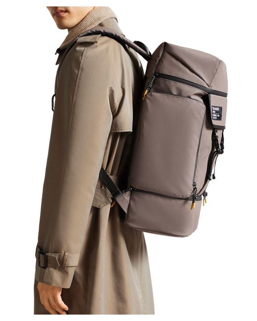 Ted Baker Gray Walks Rubberised Zip Top Backpack for men