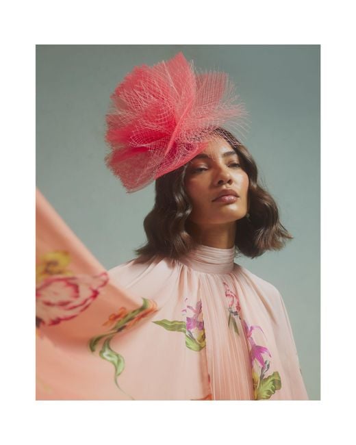 River Island Pink Premium Jasmine Netted Fascinator