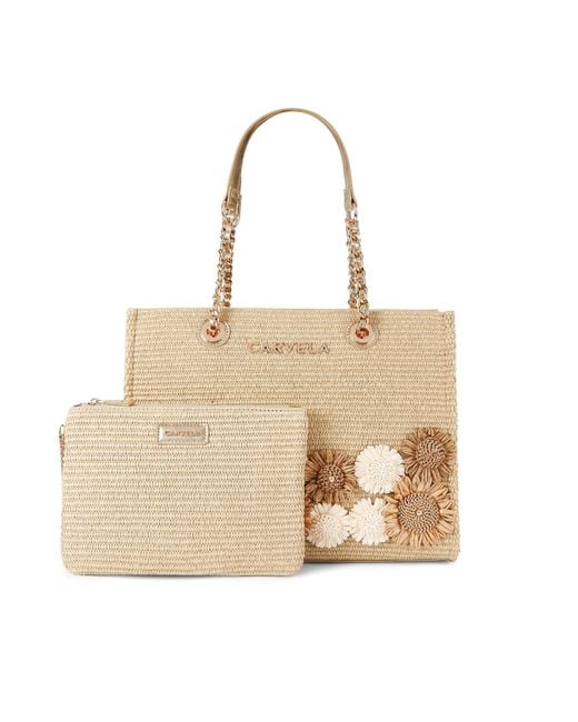 Carvela Kurt Geiger Natural Sorrento Flower Tote Bag