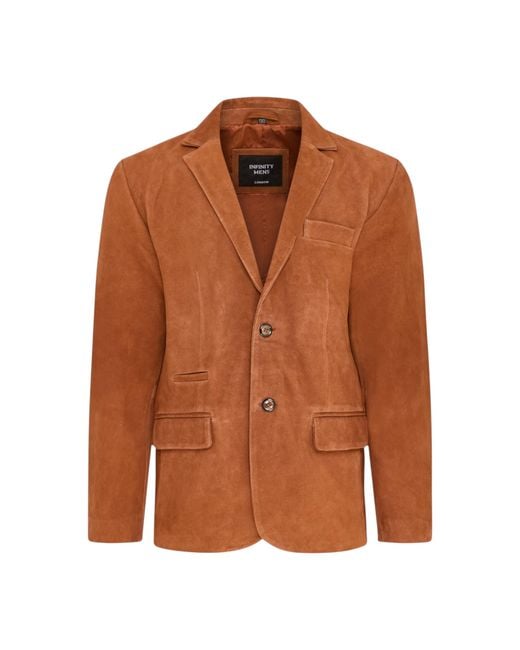 Infinity Leather Brown Italian Suede Blazer Jacket for men