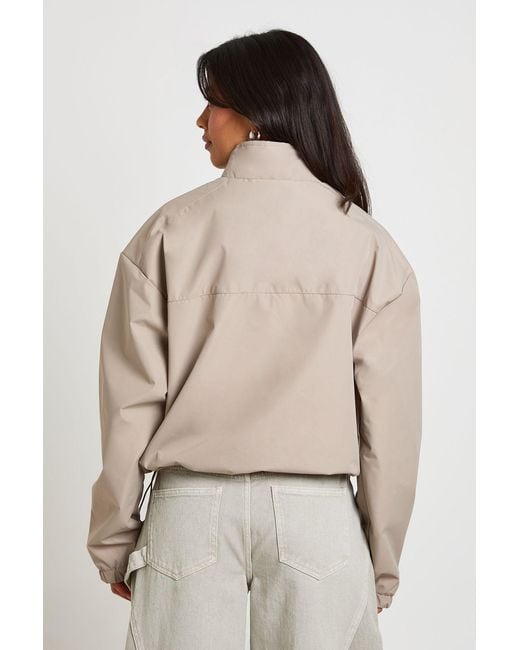 Boohoo Natural High Neck Zip Through Lightweight Jacket